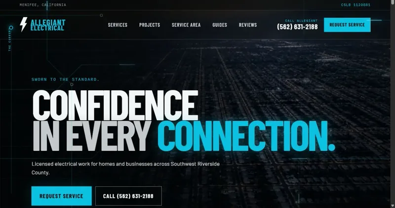 Allegiant Electrical replacement website homepage