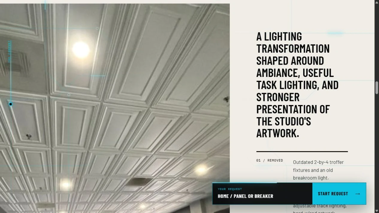 Allegiant replacement website project spotlight explaining a completed studio lighting project