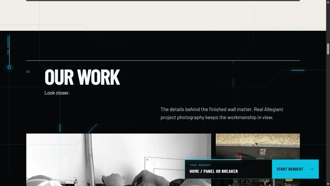 Allegiant replacement website project proof section using real field photography