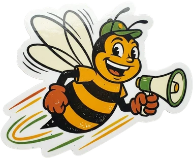 Queen Bee — a bee with a megaphone sticker