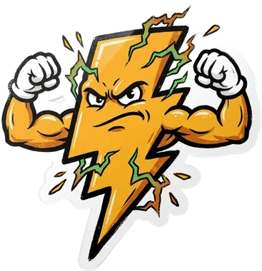 The Bolt — a flexing lightning bolt sticker
