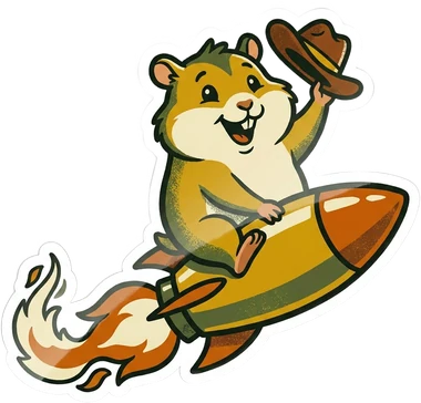 Hamster — a hamster riding a rocket sticker