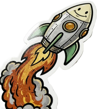 The Pilot — a retro rocket sticker